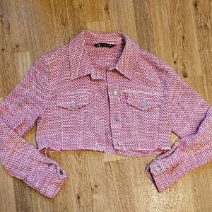 Zara Pink Cropped Jacket